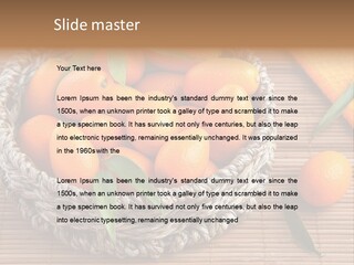 A Basket Filled With Oranges On Top Of A Bamboo Mat PowerPoint Template