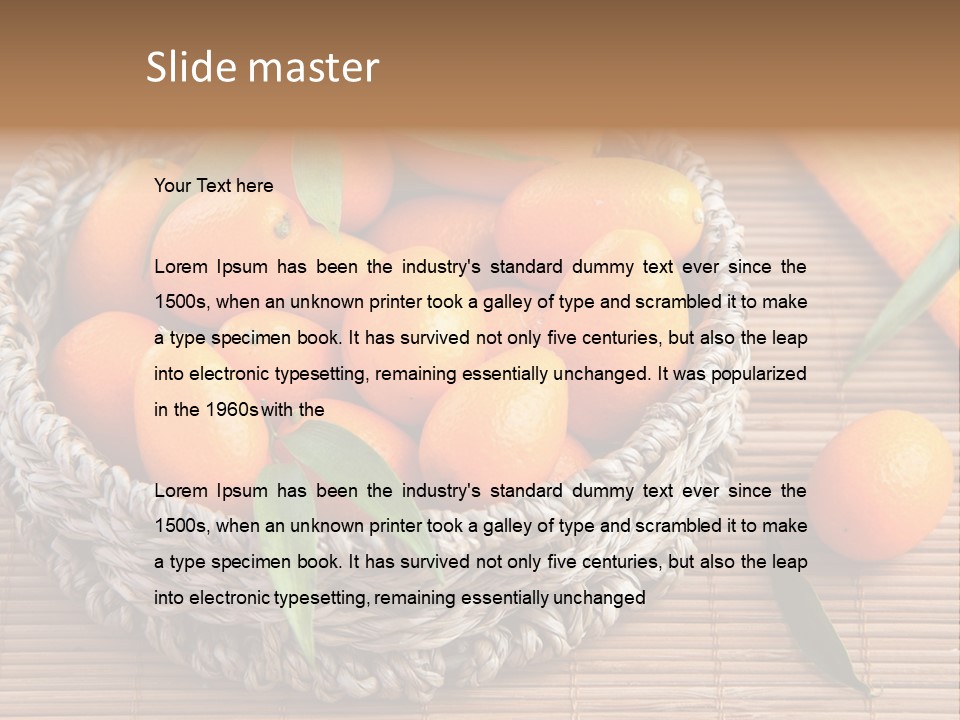 A Basket Filled With Oranges On Top Of A Bamboo Mat PowerPoint Template