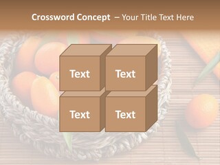 A Basket Filled With Oranges On Top Of A Bamboo Mat PowerPoint Template