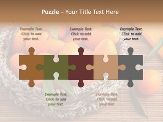A Basket Filled With Oranges On Top Of A Bamboo Mat PowerPoint Template