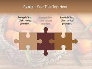 A Basket Filled With Oranges On Top Of A Bamboo Mat PowerPoint Template