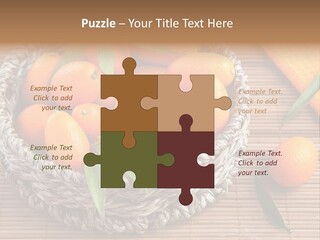 A Basket Filled With Oranges On Top Of A Bamboo Mat PowerPoint Template