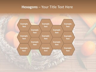 A Basket Filled With Oranges On Top Of A Bamboo Mat PowerPoint Template