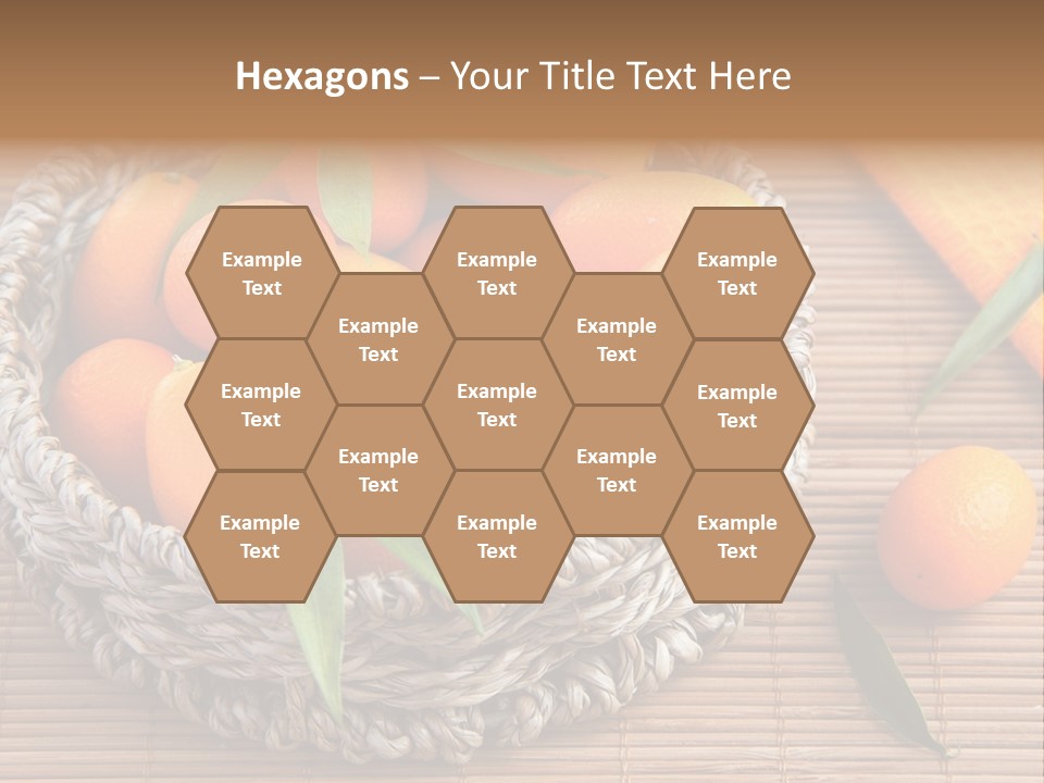 A Basket Filled With Oranges On Top Of A Bamboo Mat PowerPoint Template