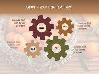 A Basket Filled With Oranges On Top Of A Bamboo Mat PowerPoint Template