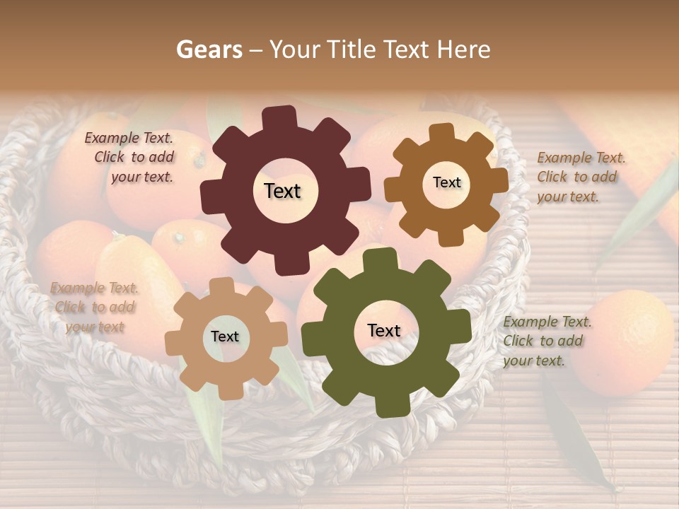 A Basket Filled With Oranges On Top Of A Bamboo Mat PowerPoint Template