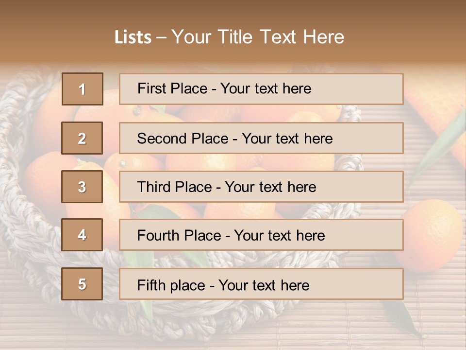 A Basket Filled With Oranges On Top Of A Bamboo Mat PowerPoint Template