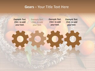 A Basket Filled With Oranges On Top Of A Bamboo Mat PowerPoint Template