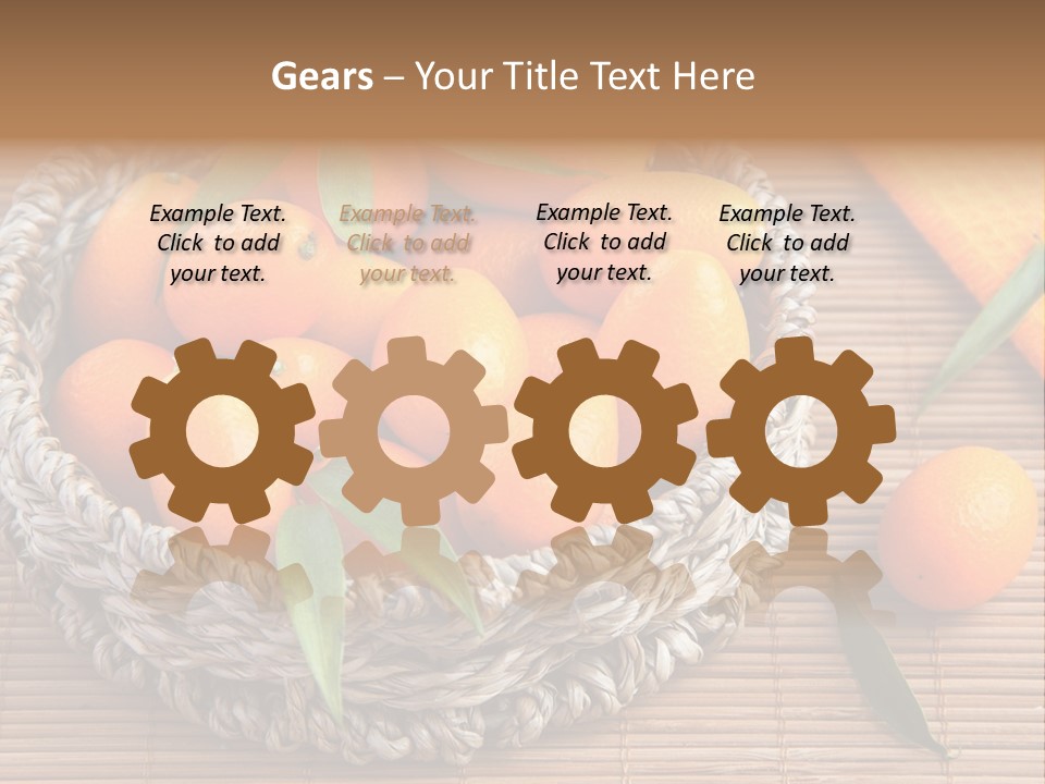 A Basket Filled With Oranges On Top Of A Bamboo Mat PowerPoint Template