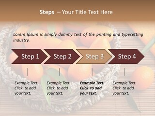 A Basket Filled With Oranges On Top Of A Bamboo Mat PowerPoint Template