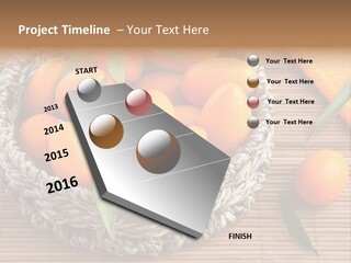 A Basket Filled With Oranges On Top Of A Bamboo Mat PowerPoint Template