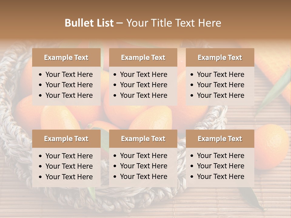 A Basket Filled With Oranges On Top Of A Bamboo Mat PowerPoint Template