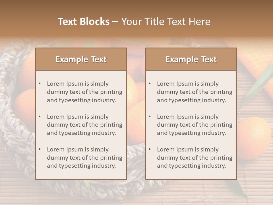 A Basket Filled With Oranges On Top Of A Bamboo Mat PowerPoint Template