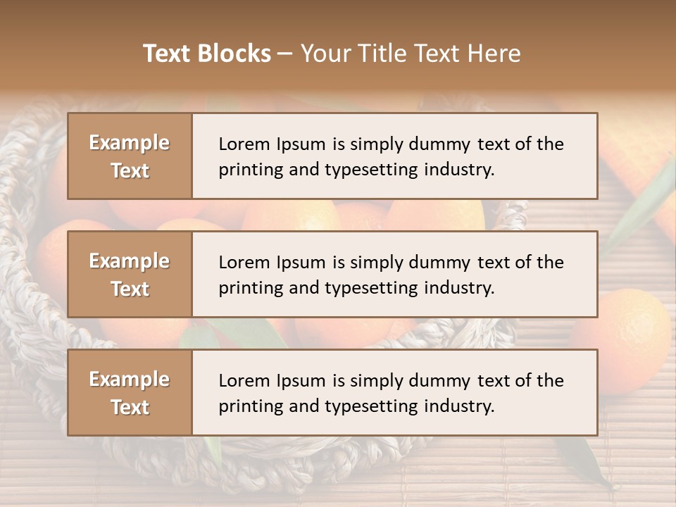 A Basket Filled With Oranges On Top Of A Bamboo Mat PowerPoint Template
