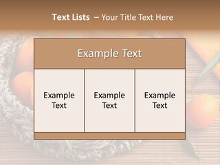 A Basket Filled With Oranges On Top Of A Bamboo Mat PowerPoint Template