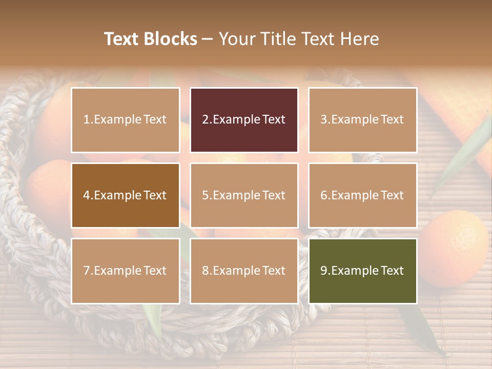 A Basket Filled With Oranges On Top Of A Bamboo Mat PowerPoint Template