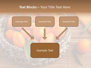 A Basket Filled With Oranges On Top Of A Bamboo Mat PowerPoint Template