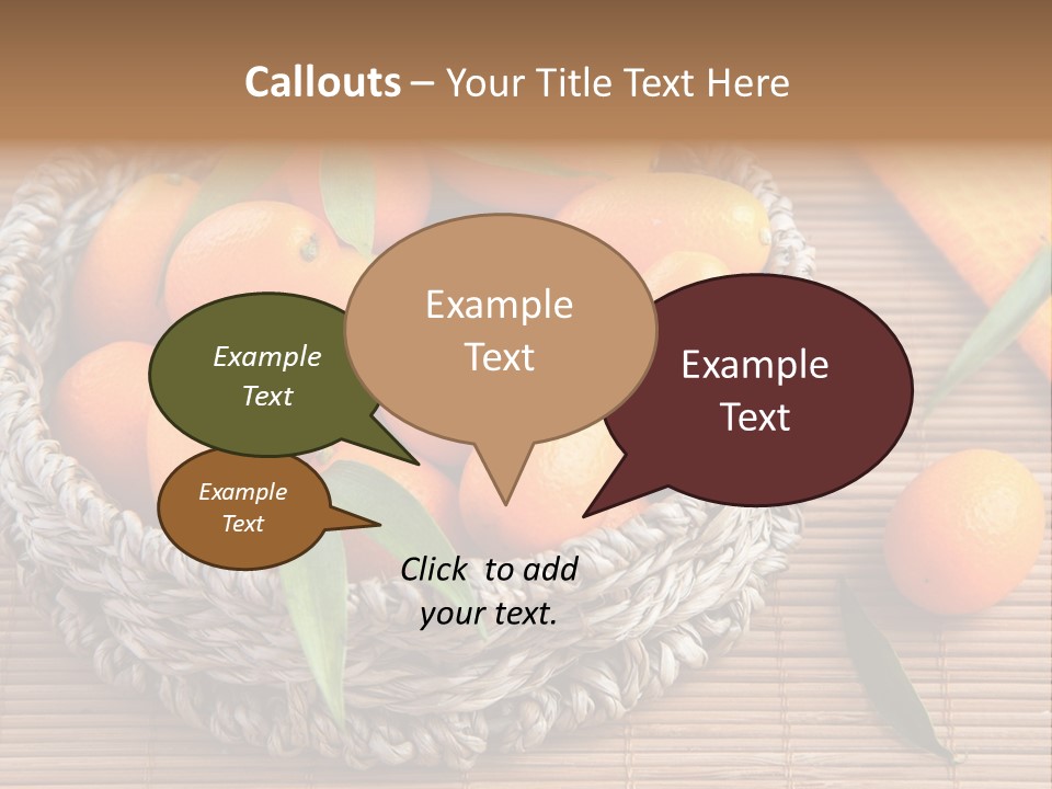 A Basket Filled With Oranges On Top Of A Bamboo Mat PowerPoint Template