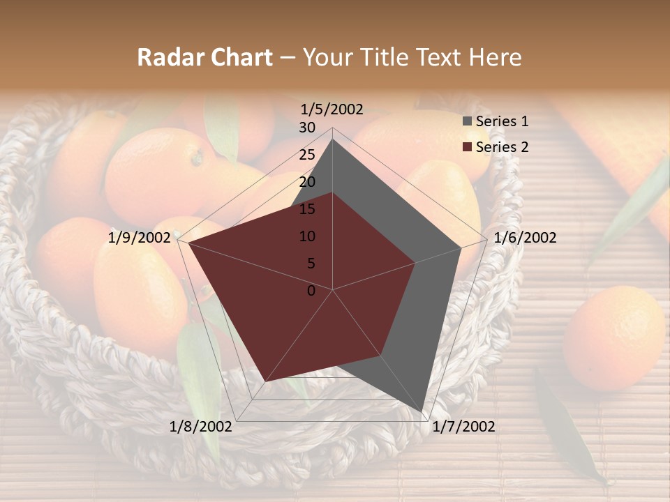 A Basket Filled With Oranges On Top Of A Bamboo Mat PowerPoint Template