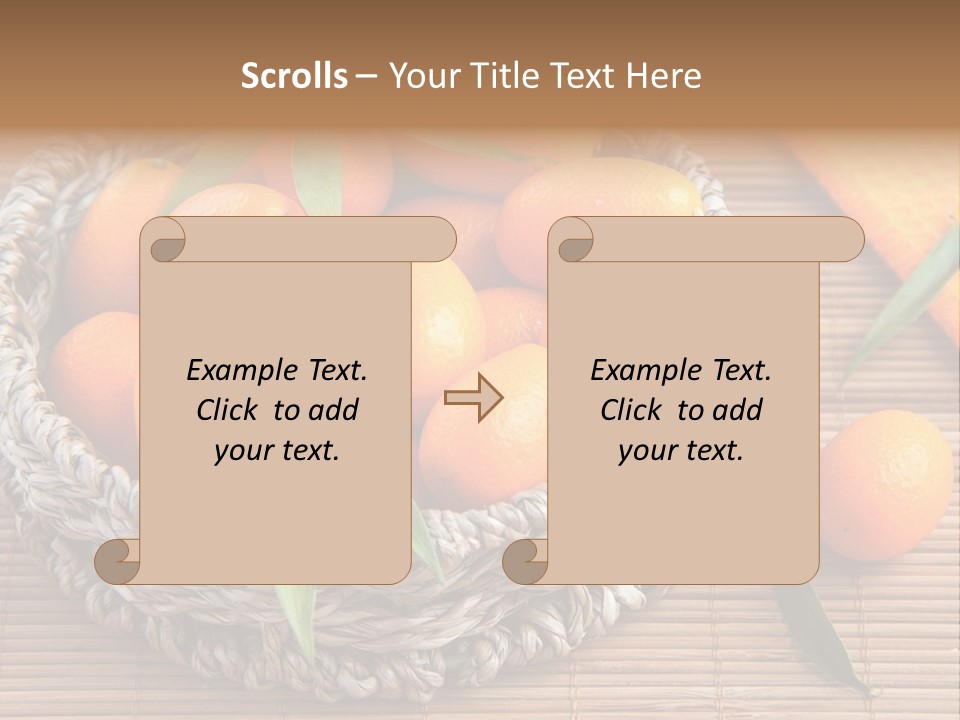 A Basket Filled With Oranges On Top Of A Bamboo Mat PowerPoint Template