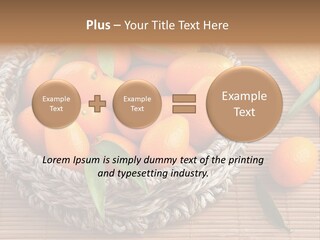 A Basket Filled With Oranges On Top Of A Bamboo Mat PowerPoint Template