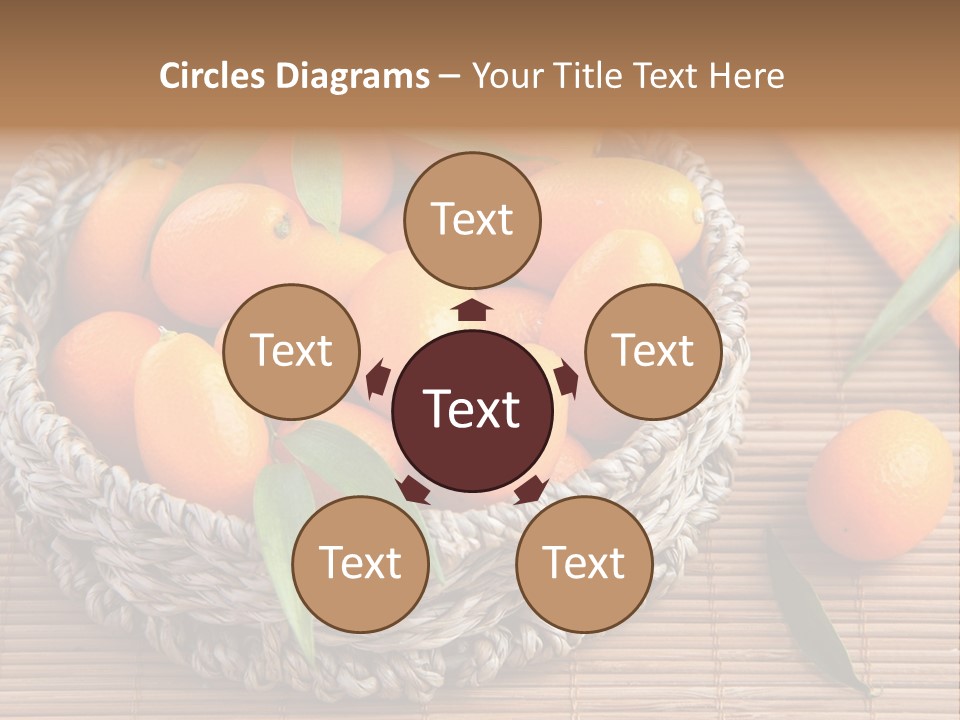 A Basket Filled With Oranges On Top Of A Bamboo Mat PowerPoint Template