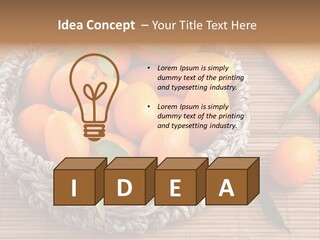 A Basket Filled With Oranges On Top Of A Bamboo Mat PowerPoint Template