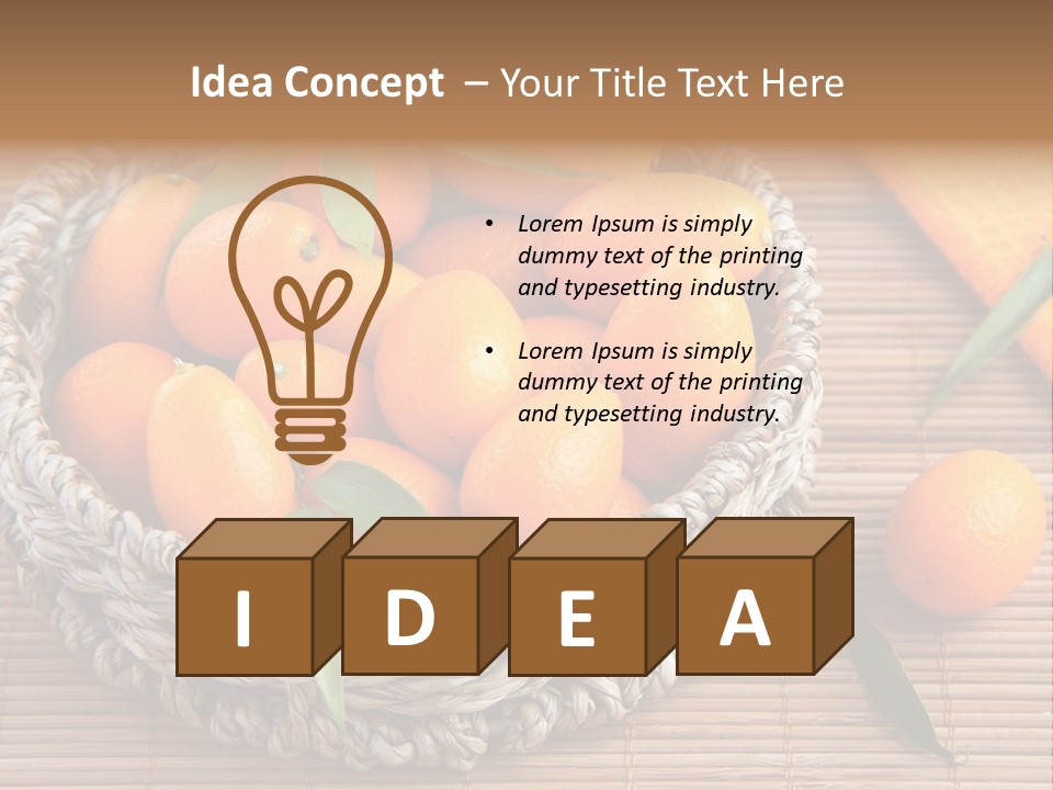 A Basket Filled With Oranges On Top Of A Bamboo Mat PowerPoint Template