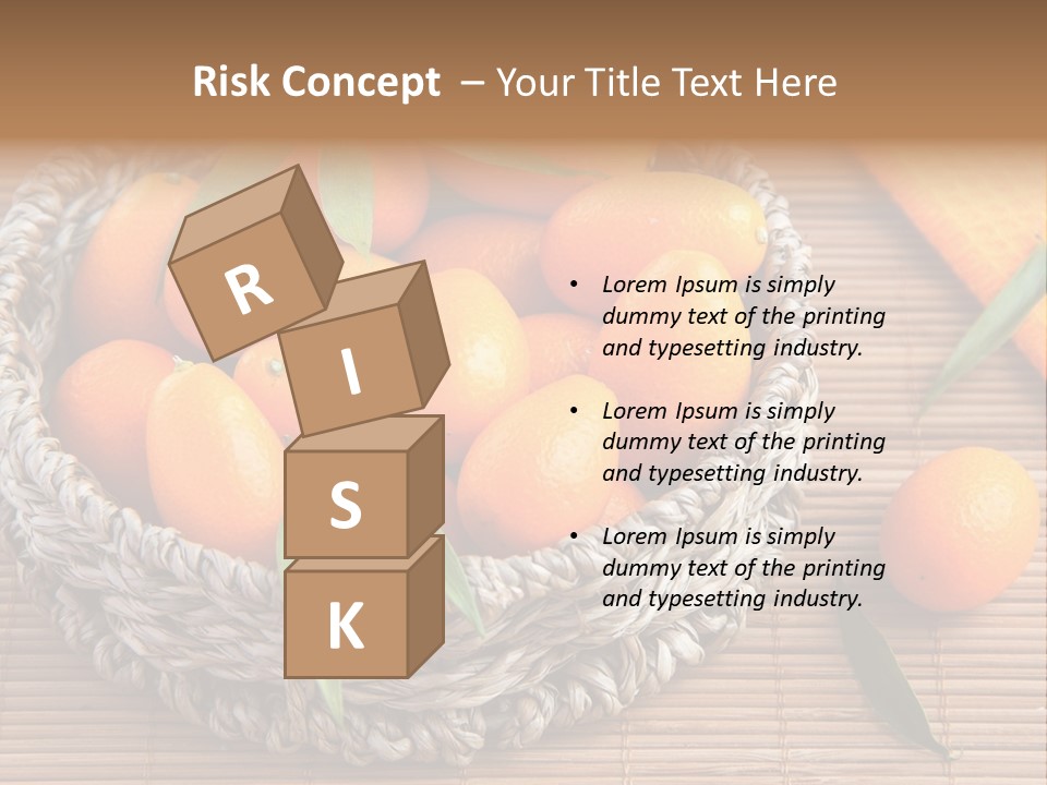 A Basket Filled With Oranges On Top Of A Bamboo Mat PowerPoint Template