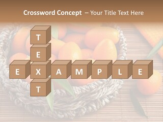 A Basket Filled With Oranges On Top Of A Bamboo Mat PowerPoint Template