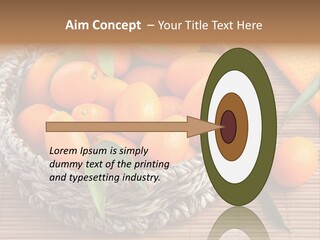 A Basket Filled With Oranges On Top Of A Bamboo Mat PowerPoint Template