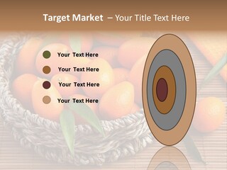 A Basket Filled With Oranges On Top Of A Bamboo Mat PowerPoint Template