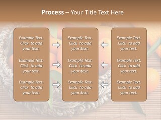 A Basket Filled With Oranges On Top Of A Bamboo Mat PowerPoint Template
