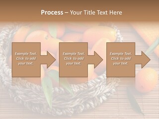 A Basket Filled With Oranges On Top Of A Bamboo Mat PowerPoint Template