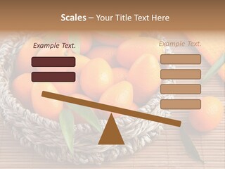 A Basket Filled With Oranges On Top Of A Bamboo Mat PowerPoint Template