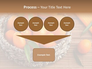 A Basket Filled With Oranges On Top Of A Bamboo Mat PowerPoint Template
