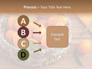A Basket Filled With Oranges On Top Of A Bamboo Mat PowerPoint Template
