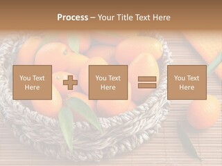 A Basket Filled With Oranges On Top Of A Bamboo Mat PowerPoint Template