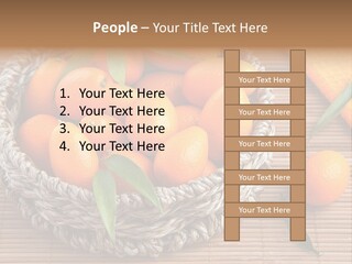 A Basket Filled With Oranges On Top Of A Bamboo Mat PowerPoint Template