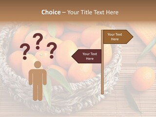 A Basket Filled With Oranges On Top Of A Bamboo Mat PowerPoint Template