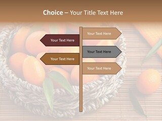 A Basket Filled With Oranges On Top Of A Bamboo Mat PowerPoint Template