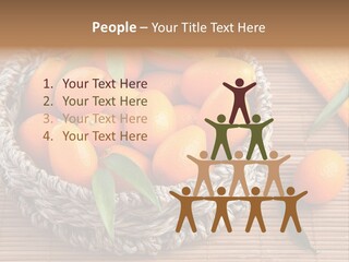 A Basket Filled With Oranges On Top Of A Bamboo Mat PowerPoint Template