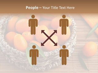 A Basket Filled With Oranges On Top Of A Bamboo Mat PowerPoint Template