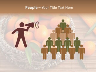 A Basket Filled With Oranges On Top Of A Bamboo Mat PowerPoint Template