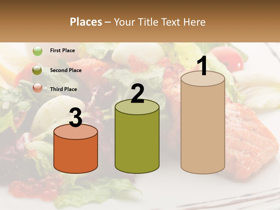 A White Plate Topped With A Salad And Salmon PowerPoint Template
