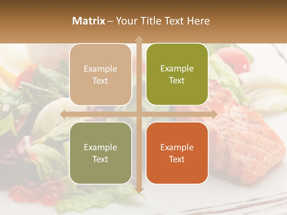A White Plate Topped With A Salad And Salmon PowerPoint Template