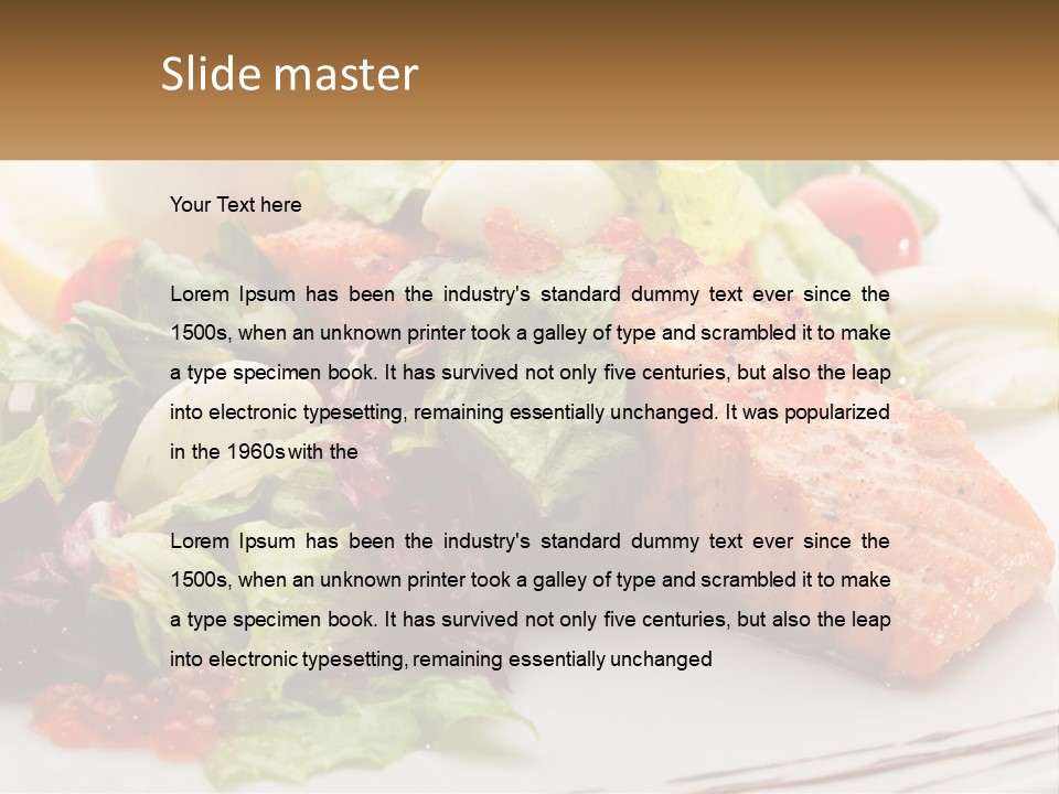 A White Plate Topped With A Salad And Salmon PowerPoint Template