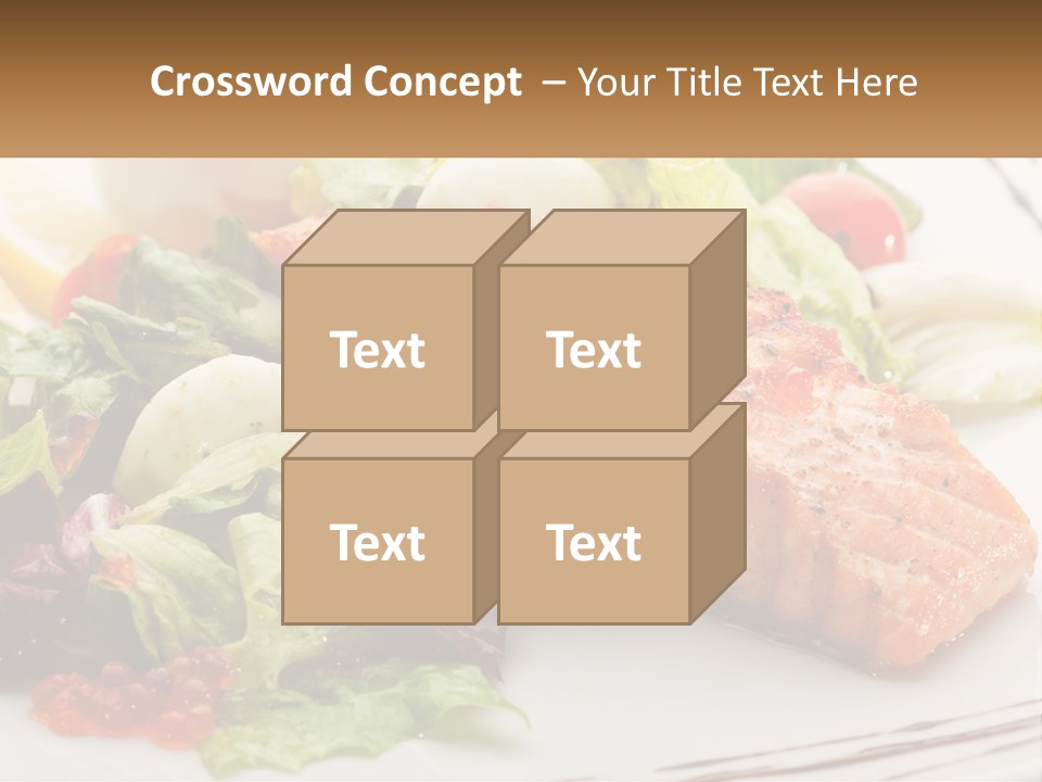 A White Plate Topped With A Salad And Salmon PowerPoint Template