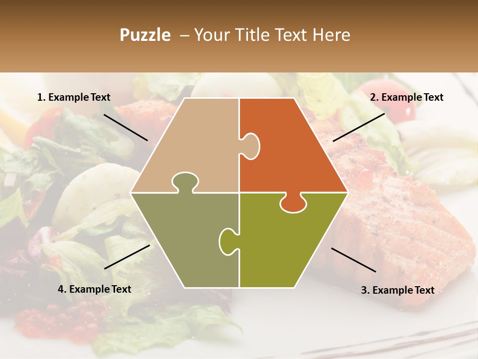 A White Plate Topped With A Salad And Salmon PowerPoint Template
