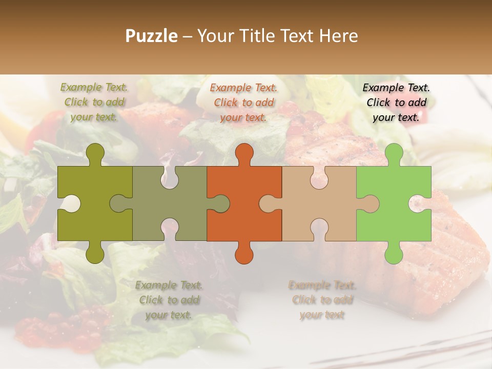 A White Plate Topped With A Salad And Salmon PowerPoint Template